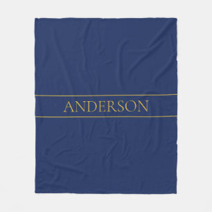 Navy Blau & Gold Name Nachname oder Unternehmen Fleecedecke