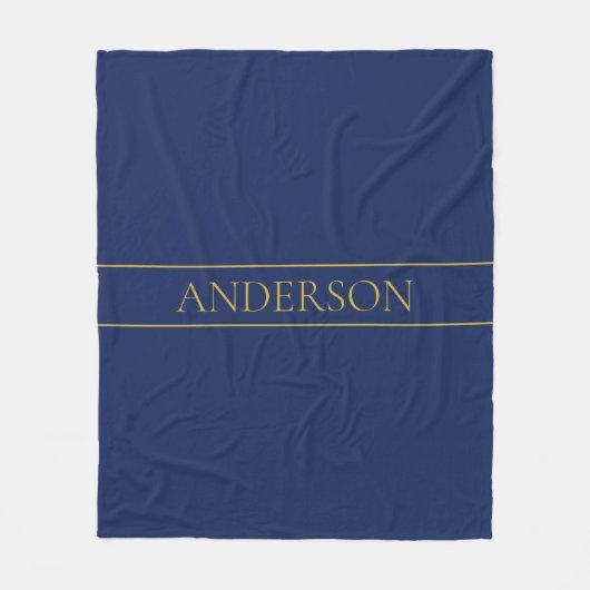 Navy Blau & Gold Name Nachname oder Unternehmen Fleecedecke (Vorderseite)
