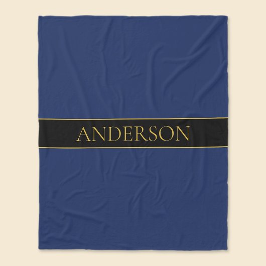 Navy Blau & Gold Name Nachname oder Unternehmen Fleecedecke