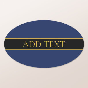 Navy Blau & Gold Name Nachname oder Unternehmen Ovaler Aufkleber