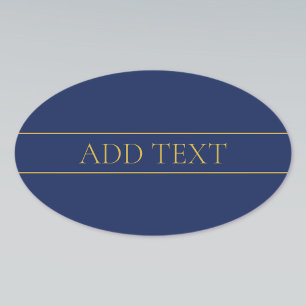 Navy Blau & Gold Name Nachname oder Unternehmen  Ovaler Aufkleber