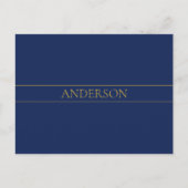 Navy Blau & Gold Name Nachname oder Unternehmen Postkarte (Vorderseite)