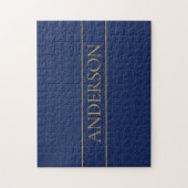 Navy Blau & Gold Name Nachname oder Unternehmen Puzzle (Vertikal)