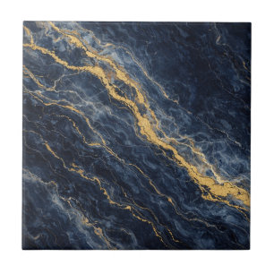Navy Blau & Gold Naturmarmor – Luxus Fliese