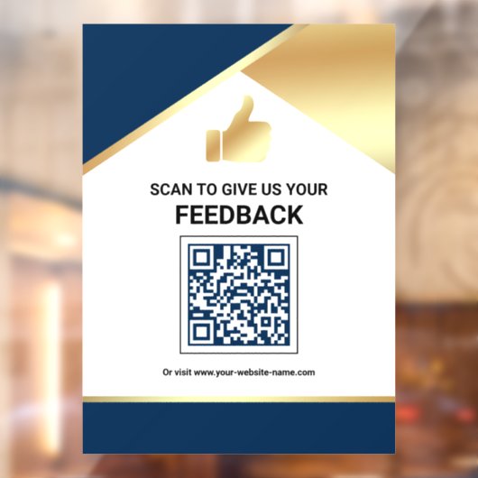 Navy Blau Gold QR-Code Kundenfeedback Bewertung Fensteraufkleber (Blatt 2)