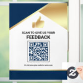 Navy Blau Gold QR-Code Kundenfeedback Bewertung Fensteraufkleber (Zuhause)
