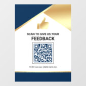 Navy Blau Gold QR-Code Kundenfeedback Bewertung Fensteraufkleber (Blatt)