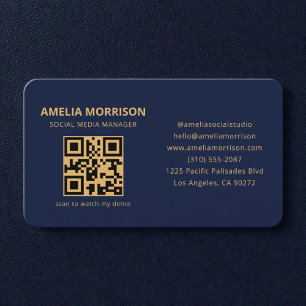 Navy Blau Gold QR Code Visitenkarte