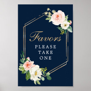 Navy Blau Gold Rouge Favor Zeichen Poster