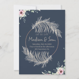 Navy Blau & Gold Save The Date Hochzeits-Einladung Einladung