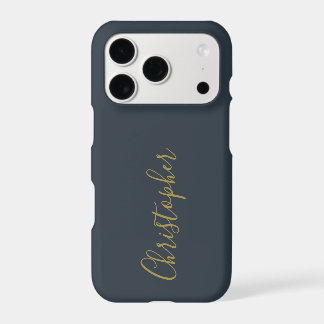 Navy Blau Gold Schrift Name Minimalistischer Monog