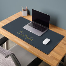 Navy Blau Gold Schrift Name Minimalistischer Monog