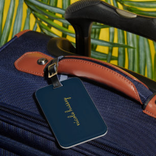 Navy Blau Gold Schrift Stylisches Monogramm Mode Gepäckanhänger