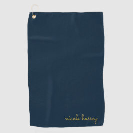 Navy Blau Gold Schrift | Stylisches Monogramm Mode Golfhandtuch