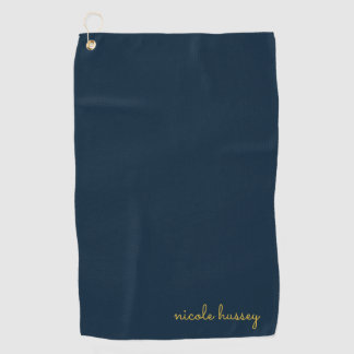 Navy Blau Gold Schrift | Stylisches Monogramm Mode Golfhandtuch