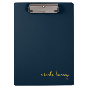 Navy Blau Gold Schrift Stylisches Monogramm Mode Klemmbrett