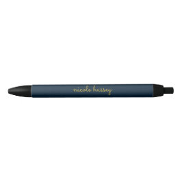 Navy Blau Gold Schrift | Stylisches Monogramm Mode Kugelschreiber
