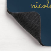 Navy Blau Gold Schrift | Stylisches Monogramm Mode Mousepad (Ecke)