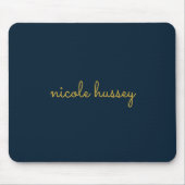 Navy Blau Gold Schrift | Stylisches Monogramm Mode Mousepad (Vorne)