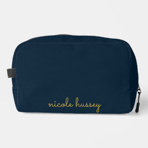 Navy Blau Gold Schrift Stylisches Monogramm Mode Waschbeutel