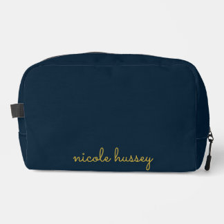 Navy Blau Gold Schrift | Stylisches Monogramm Mode Waschbeutel