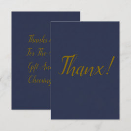 Navy Blau Gold Schrift Thanx Dankeskarten Dankeskarte