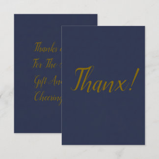 Navy Blau Gold Schrift Thanx Dankeskarten Dankeskarte