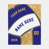 Navy Blau, Gold Senior Night Geschenke für Volleyb Fleecedecke (Vorderseite)