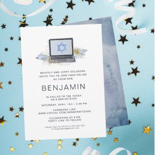 Navy Blau & Gold   Virtuelle Laptop Bar Mitzwa