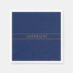 Navy Blau & Gold Vorname Nachname oder Firmenname  Serviette
