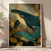 Navy Blau & Gold Walillustration Kintsugi Ozean Poster