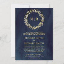 Navy Blau Goldblatt-Zweig QR-Code Hochzeit