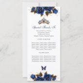 Navy Blau Golden Tiara Rosen Quinceañera Programm (Rückseite)