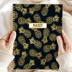 Navy Blau Goldene Ananas Personalisierter Jahrespl Planer