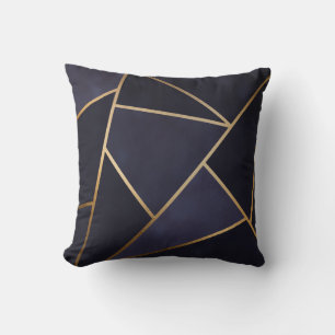 Navy Blau Goldene Dreiecke Geometrisch Elegant Kla Kissen