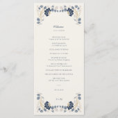 Navy Blau Goldene Florale Art Nouveau Hochzeit Programm (Vorderseite)