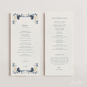 Navy Blau Goldene Florale Art Nouveau Hochzeit Programm