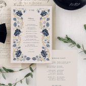 Navy Blau Goldene Florale Art Nouveau Hochzeit Programm