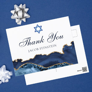 Navy Blau Goldene individuelle Bar-Mizwa-Dankeskar Postkarte