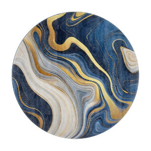 Navy Blau Goldene Marmorwirbel Schneidebrett