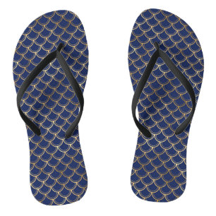 Navy Blau Goldene Meerjungfrau Schuppen Muster Badesandalen
