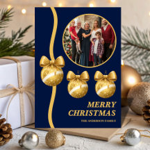 Navy Blau & Goldene Ornamente Familien-Weihnachtsf