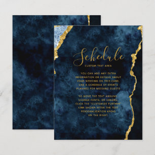 Navy Blau Goldfolie Achat-Marmor-Hochzeitsplan Einladung
