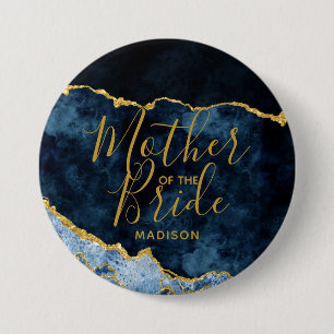 Navy Blau & Goldfolie Achat Mutter der Braut Button