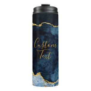 Navy Blau & Goldfolie Marmor Achat Benutzerdefinie Thermosbecher