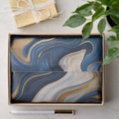 Navy Blau Goldmarmor Wirbel Seidenpapier (Geschenk)