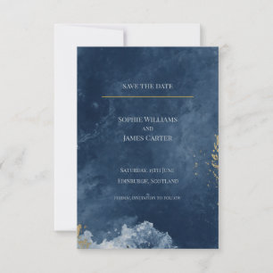 Navy Blau Goldtinte Luxus Schottische Hochzeit Save The Date