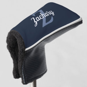 Navy Blau Grau Weiß Monogramm Personalisiert Golf Headcover