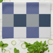 Navy Blau Grau Weiß Schachbrettmuster Geschirrtuch (Gefaltet)