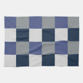 Navy Blau Grau Weiß Schachbrettmuster Geschirrtuch (Horizontal)